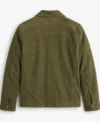Mens Olive Suede Leather Shirt Jacket back view