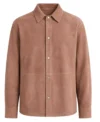Mens Pink Minimalist Suede Shirt Jacket front