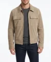 Mens Sand Zip Suede Shirt Jacket