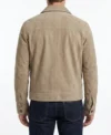 Mens Sand Zip Suede Shirt Jacket back