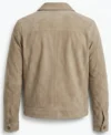 Mens Sand Zip Suede Shirt Jacket back view