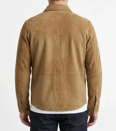 Mens Tan Brown Western Yoke Suede Shirt Leather Jacket back
