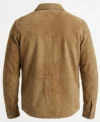 Mens Tan Brown Western Yoke Suede Shirt Leather Jacket back view