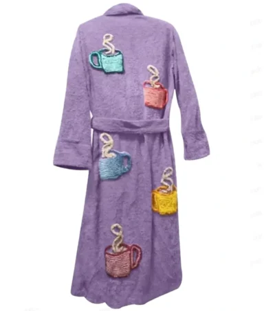 Purple Tyler Durden Fight Club Mug Print Bath Robe Back