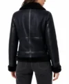 Womens Black B3 Aviator Shearling Leather Jacket back full view