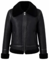 Womens Black B3 Aviator Shearling Leather Jacket front