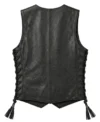 Womens Black Rhinestone Leather Motorcycle Vest back views