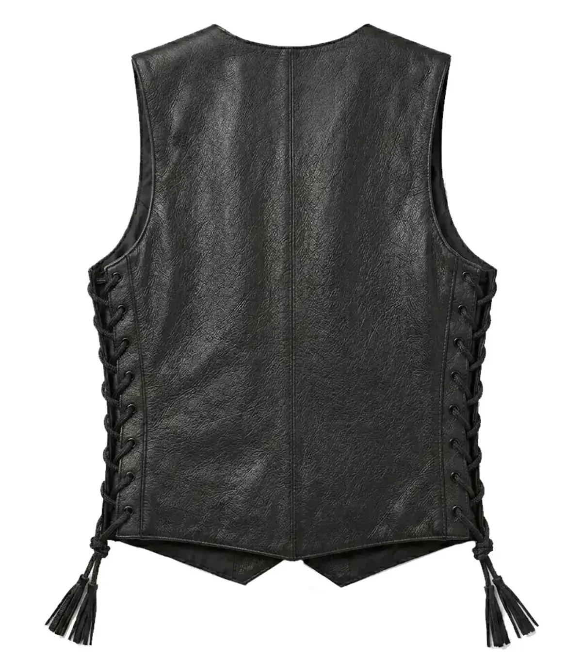 Womens Black Rhinestone Leather Motorcycle Vest back views