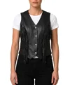 Womens Black Western Fringe Leather Motorcycle Vest