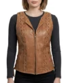 Womens Brown Zipper Motorcycle Leather Vest