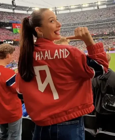 2026 FIFA World Cup Isabel Norway Team Red Leather Jacket Back