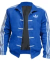 Adidas Chinese New Year Blue Suede Leather Jacket Multicolor