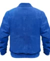 Adidas Chinese New Year Blue Suede Leather Jacket Multicolor back