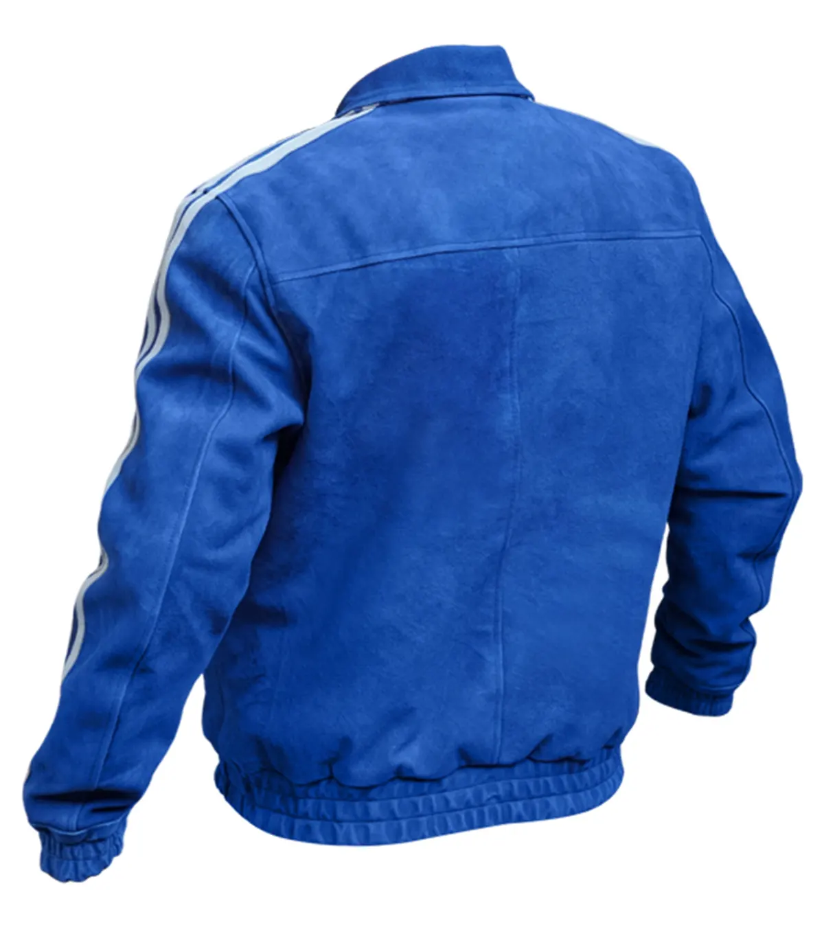 Adidas Chinese New Year Blue Suede Leather Jacket Multicolor back side