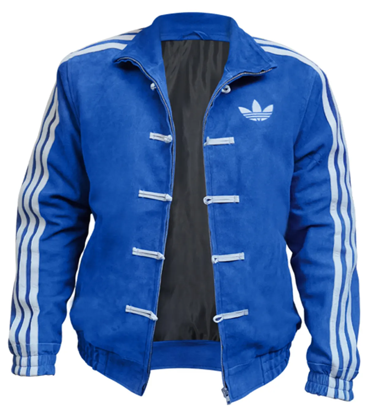 Adidas Chinese New Year Blue Suede Leather Jacket Multicolor