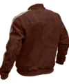 Adidas Chinese New Year Brown Suede Leather Jacket Multicolor back side