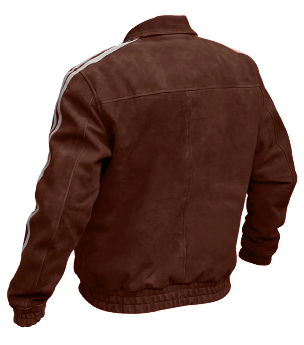 Adidas Chinese New Year Brown Suede Leather Jacket Multicolor back side