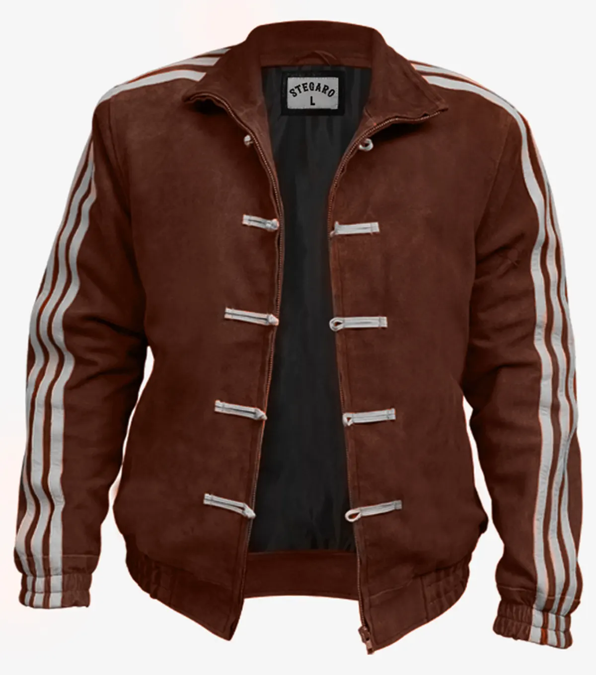 Adidas Chinese New Year Brown Suede Leather Jacket Multicolor