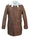 Bane Men's Brown Shearling Lined Long Leather Coat