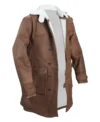 Bane Men's Brown Shearling Lined Long Leather Coat side pose