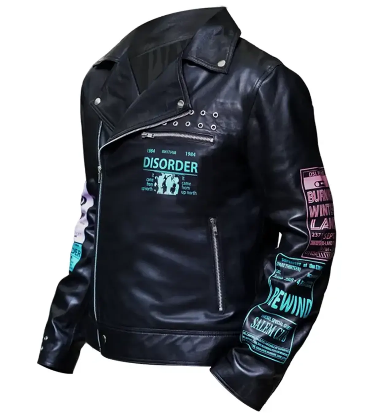 Bloody Valentine Megan Fox Black Leather Biker Jacket side view