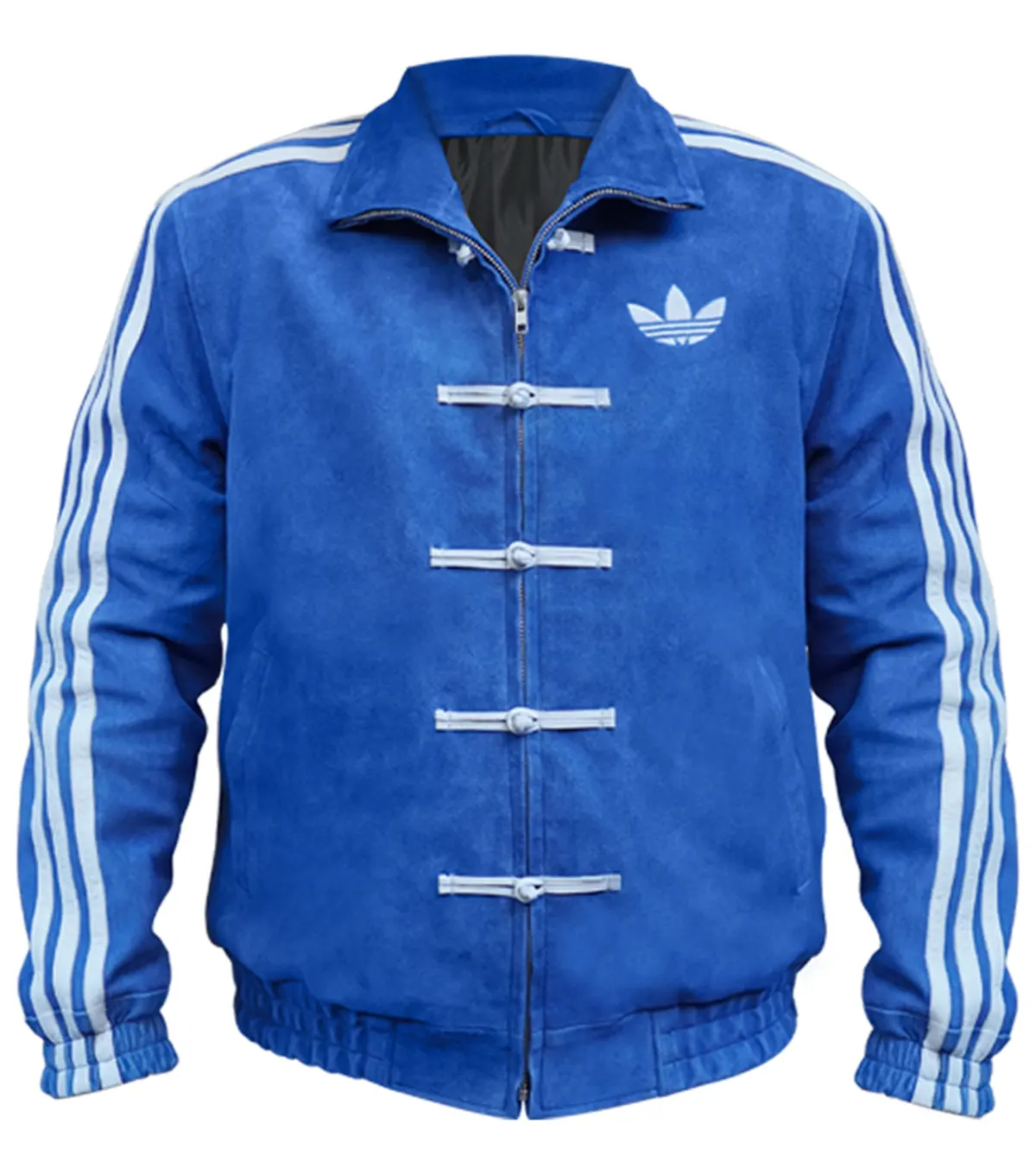 Buy Adidas Chinese New Year Blue Suede Leather Jacket Multicolor