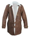 Buy Bane Men's Brown Shearling Lined Long Leather Coat