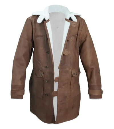Buy Bane Men's Brown Shearling Lined Long Leather Coat