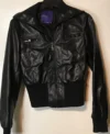 Buy Miley Cyrus Max Azria Crop Black Leather Jacket
