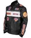 Buy New York Knicks Moto Black Genuine Leather Jacket