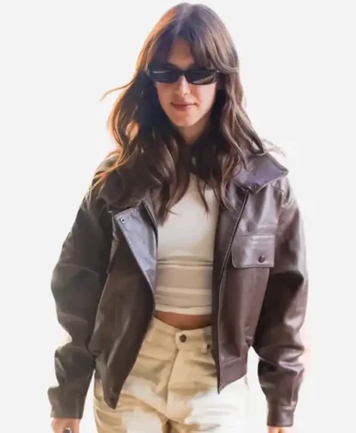 Daisy Edgar-Jones Roissy Airport Paris Leather Jacket