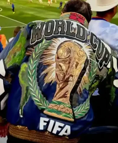 FIFA World Cup 2026 Jeff Hamilton Multi-color Leather Bomber Trophy Jacket Back