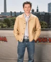 Get Tom Holland Spider-Man Brand New Day Amano Conference Berlin 2026 Prada Leather Jacket