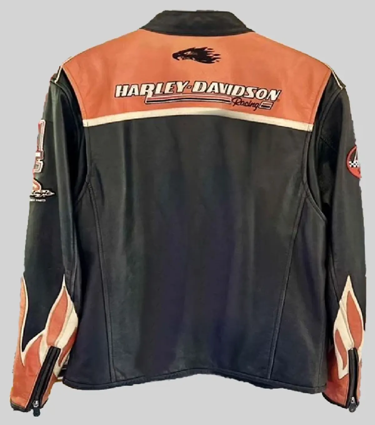 Harley Davidson Screamin Eagle Black Leather Jacket back