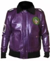 Joker Goon Purple Leather Bomber Jacket