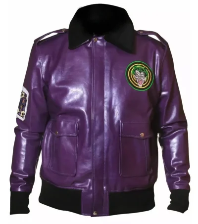 Joker Goon Purple Leather Bomber Jacket