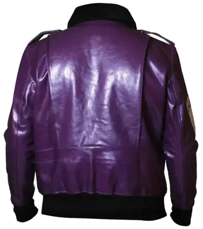 Joker Goon Purple Leather Bomber Jacket back