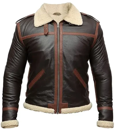 Leon Kennedy Resident Evil 4 Brown Shearling Leather Jacket