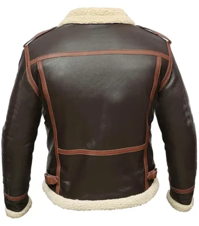 Leon Kennedy Resident Evil 4 Brown Shearling Leather Jacket back