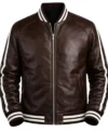 Mens Brown Real Leather Varsity