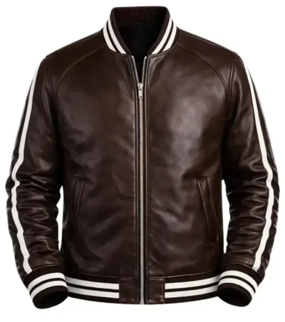 Mens Brown Real Leather Varsity