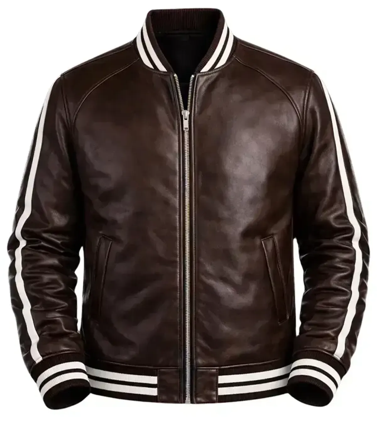 Mens Brown Real Leather Varsity