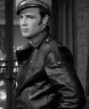 Men's Marlon Brando The Wild One Black Biker Jacket side view