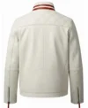 Men's White Quilted Leather Motorcycle Biker Jacket back