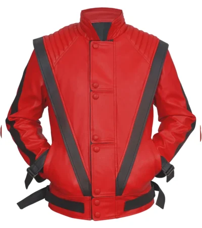 Michael Jackson Thriller Red and Black Leather Jacket