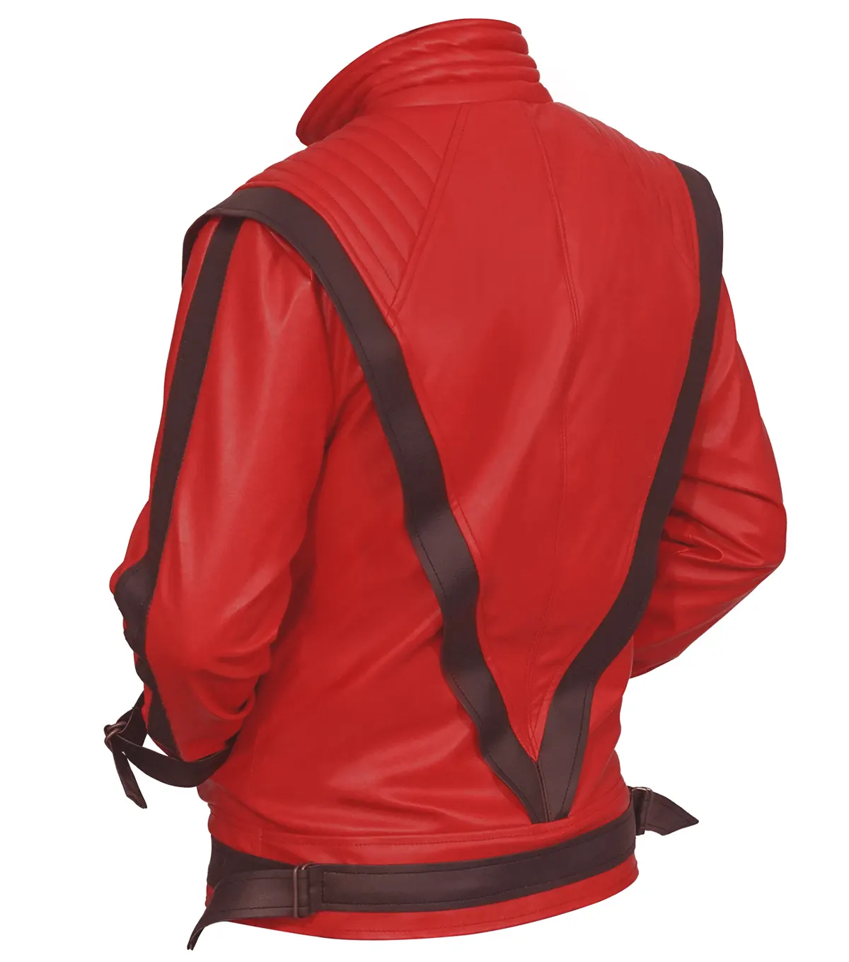 Michael Jackson Thriller Red and Black Leather Jacket back pose