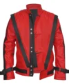 Michael Jackson Thriller Red and Black Leather Jacket open front