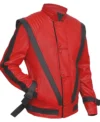 Michael Jackson Thriller Red and Black Leather Jacket side pose