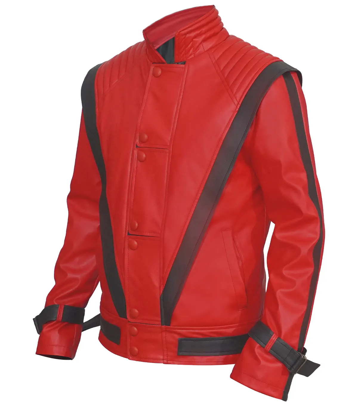 Michael Jackson Thriller Red and Black Leather Jacket side view
