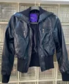 Miley Cyrus Max Azria Crop Black Leather Jacket